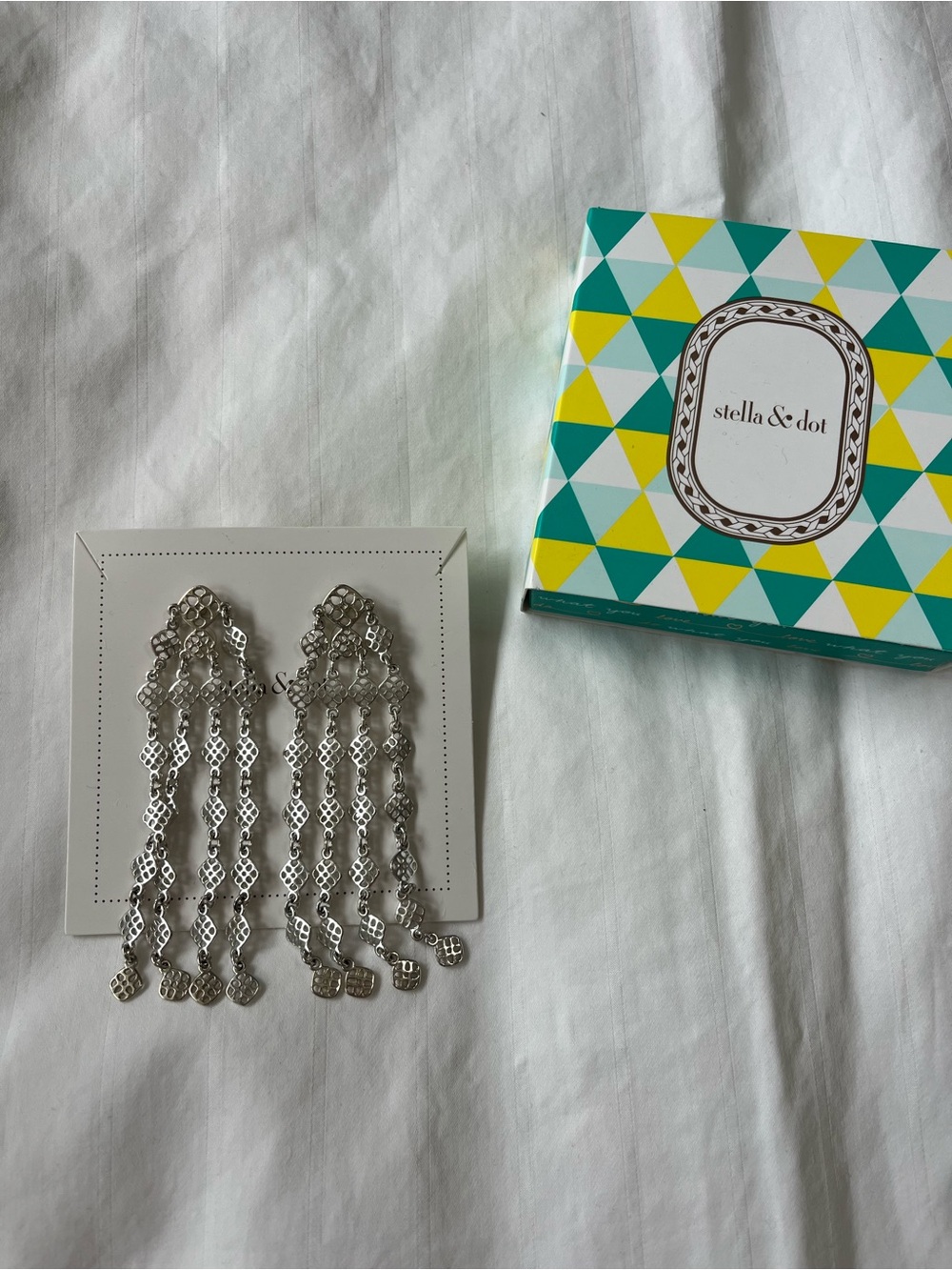 Stella & Dot Silver Cascading Chandelier Earrings